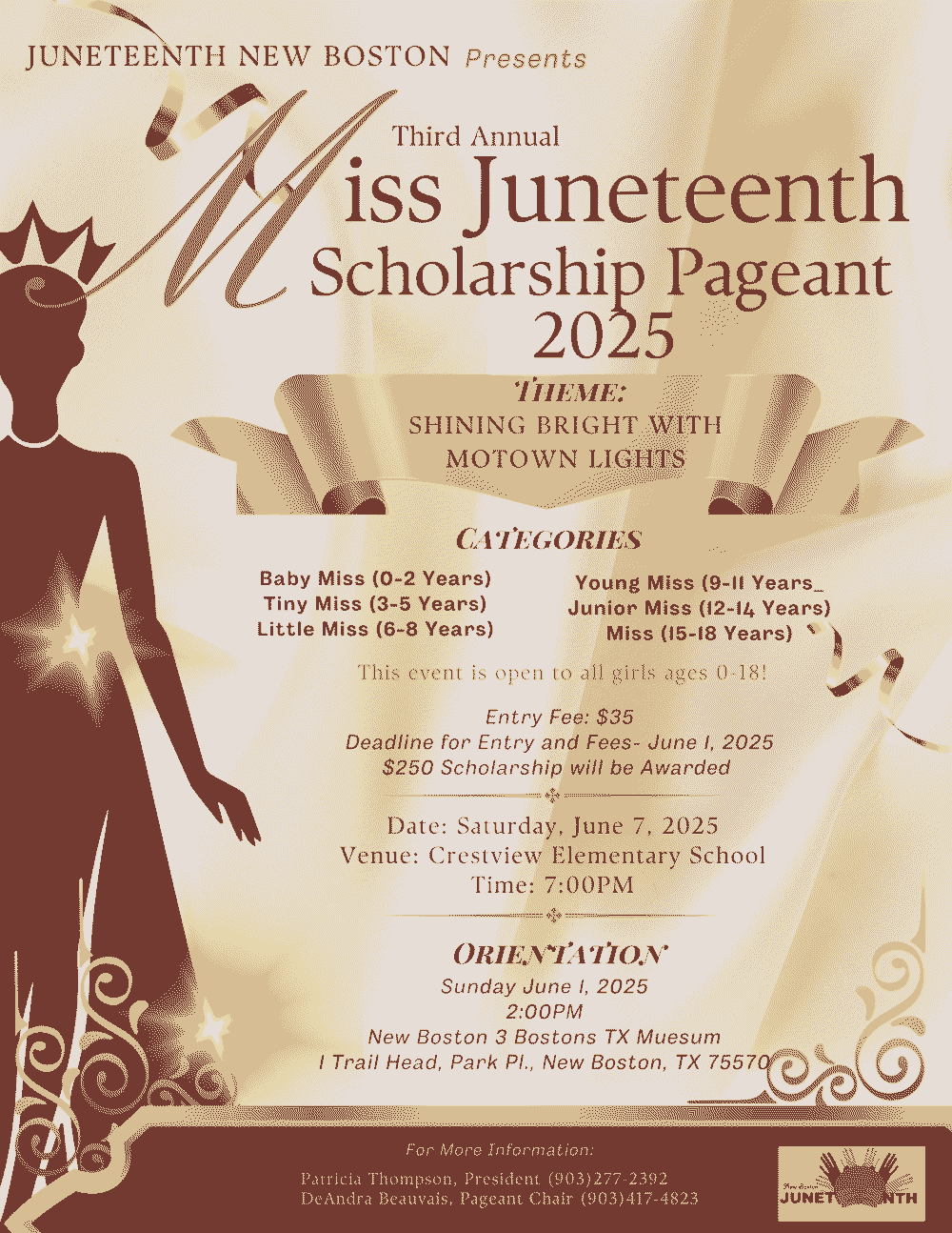 Miss Juneteenth Scholarship Pageant 2025 Flyer