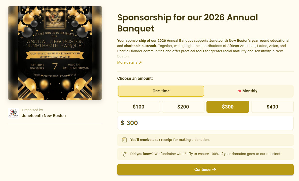 Zeffy Banquet Sponsorship