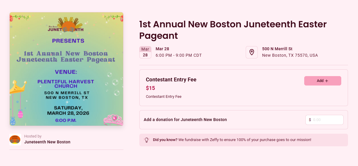 Easter Pageant Entry Fee