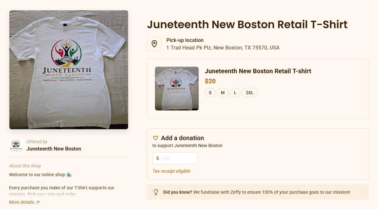 Zeffy Retail T-Shirt Order Picture