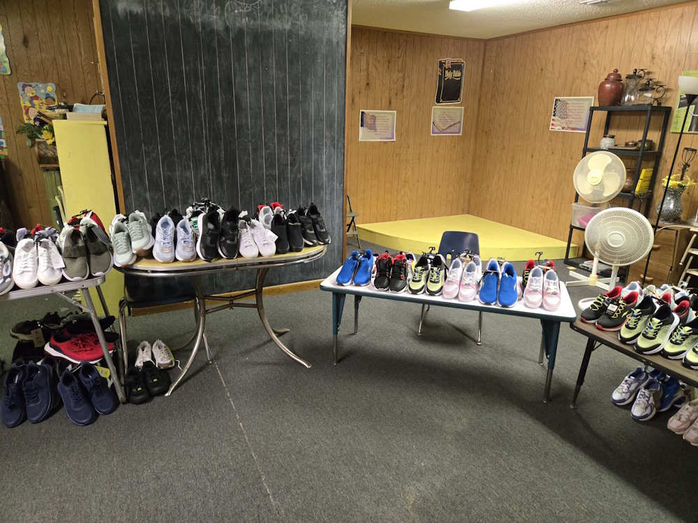 Shoes all set up for Saturday's Back to School Bash Shoes all set up for Saturday's Back to School Bash